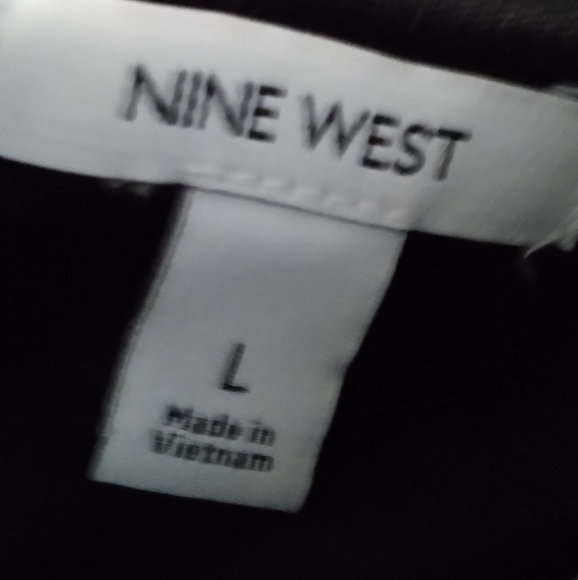 Nine West Black and White Asymmetrical dress with Flutter Hem, Belted - Picture 2 of 4